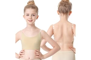 SPOFOR Girls Dance Bra Clear Straps Teens Strapless Bra For Ballet Competitions Cheerleading With Replacement Straps