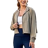 UANEO Womens Athletic Cropped Jacket Zip Up Long Sleeve Workout Tops Gym Yoga Running Sports Shirts Jackets