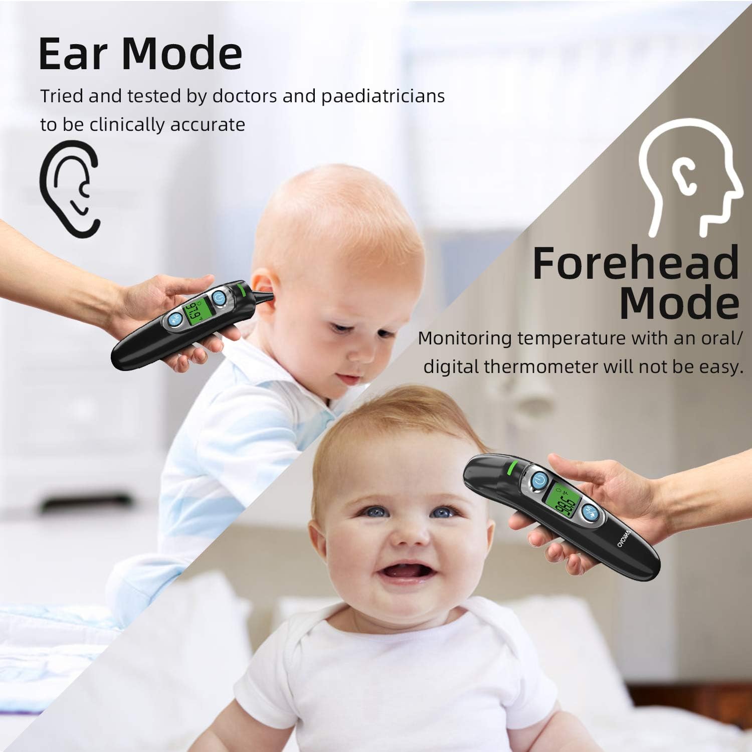 Thermometer for Adults, ANKOVO Digital Infrared Thermometer for Fever, Ear and Forehead Thermometer for Baby and Kids, with LCD Screen, Memory Recall, Fever Alarm (Beep and Color): Health & Personal Care