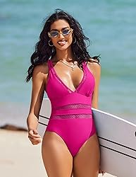 AI'MAGE Women One Piece Swimsuit Sexy V Neck