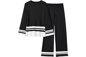 Yousify 2 Piece Outfits for Women 2024 Oversized Striped Sweaters Sets knit Lounge Matching Sets Tracksuits