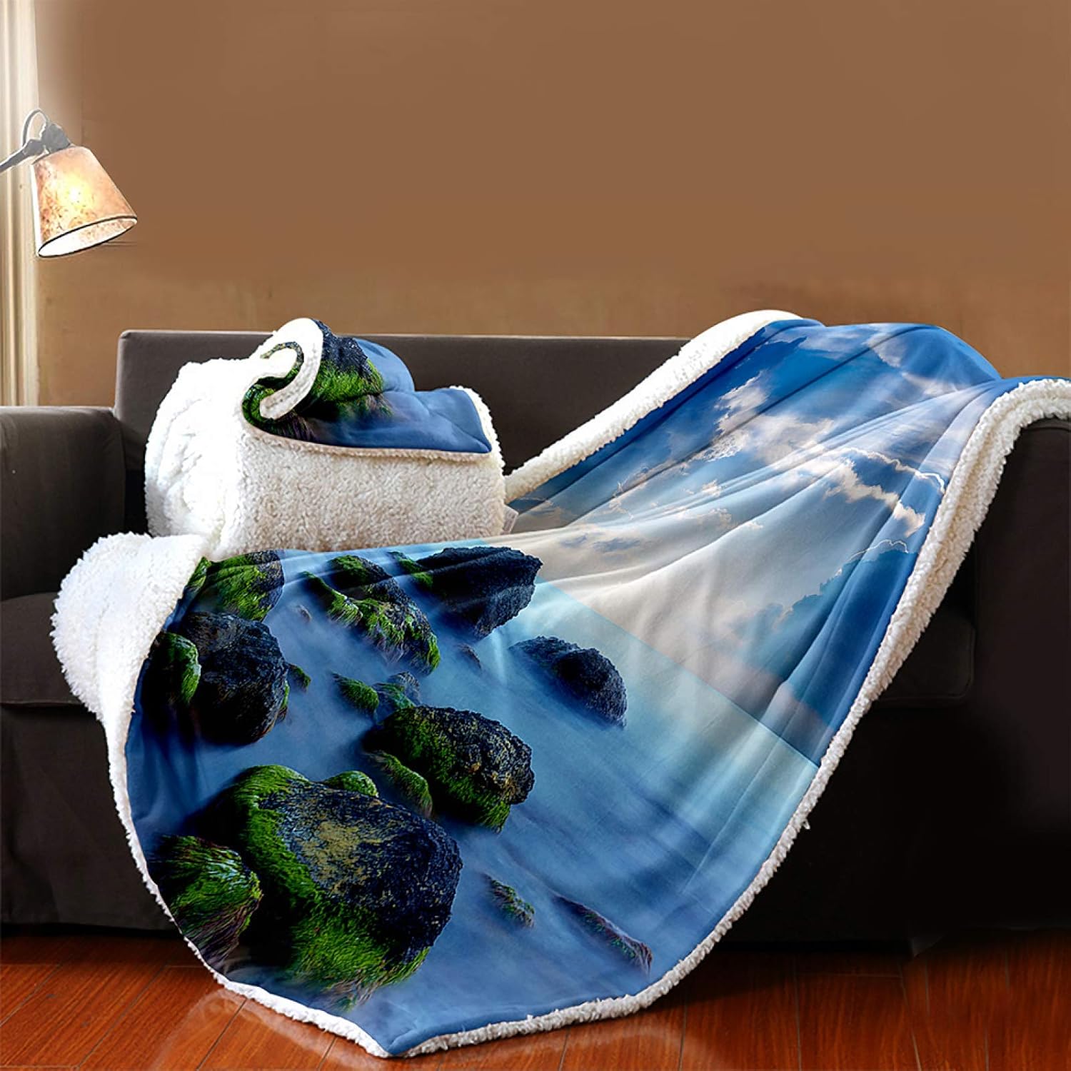WYXUX Manta De Sofa Azul Océano Cielo Arrecife Mantas para Sofa