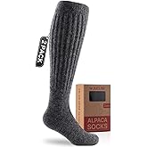 Juclise Alpaca Wool Knee High Terry Lined Boot Socks Heavyweight,Winter Thick Warm Fleece Thermal Moisture Wicking