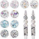 PH PandaHall 5 Colors 10pcs Rhinestone Polymer Clay Beads 16mm Spacer Beads with Glitter Diamond Design for Jewelry Making Party Decoration