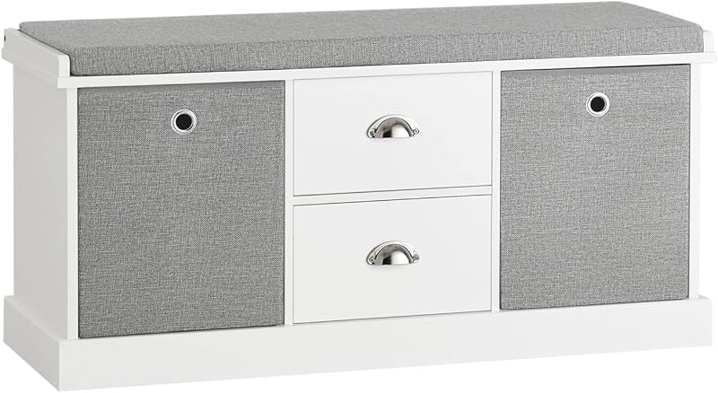 Banco para sapatos FSR66-HG com 2 gavetas e 2 cestos, Banco com arrumação, L100 x P35 x H50cm, ES