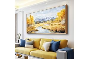ERQINHUA Large Canvas Wall Decor For Living Room Wall Art For Bedroom Pastoral Yellow Landscape Painting Wood Frame Farmhouse Dining Room Office Home Decor Stretched And Framed Aesthetics 30"X60"