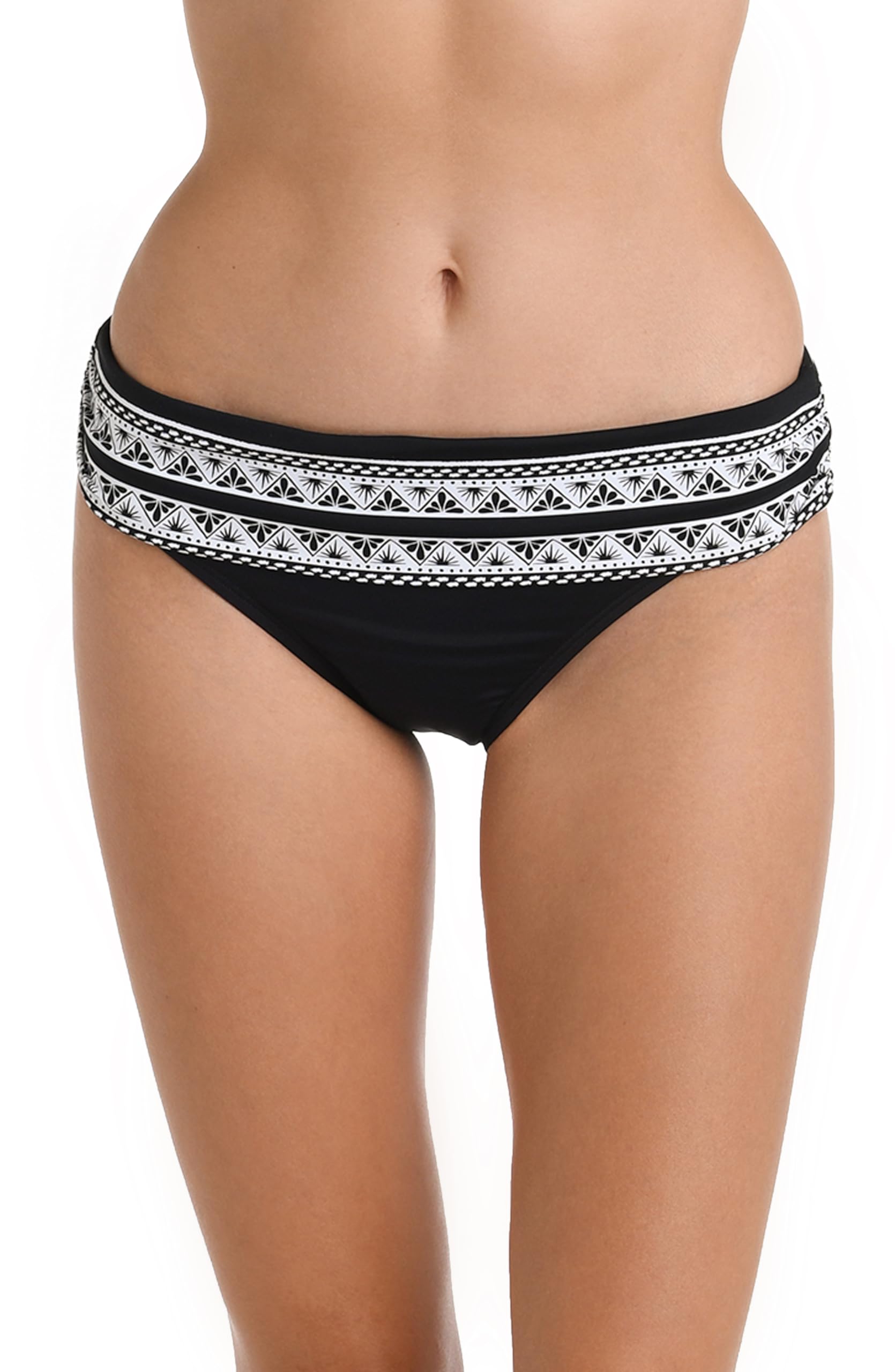 La Blanca Women’s Shirred Band Hipster Swimsuit Bottom, Black//Shadow Floral, 6