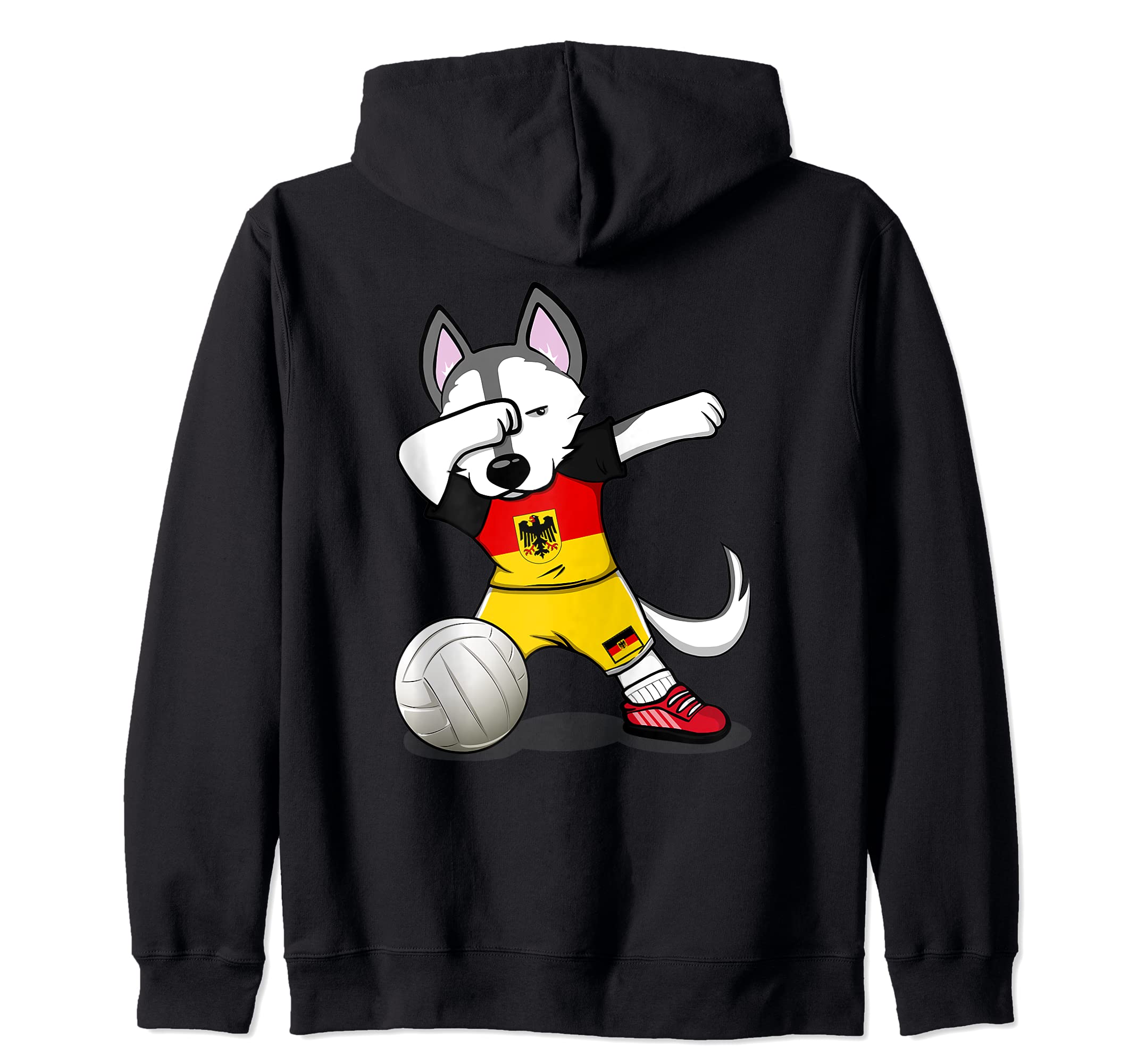 Dabbing Husky Germany Volleyball Fans Jersey - German Flag Zip Hoodie