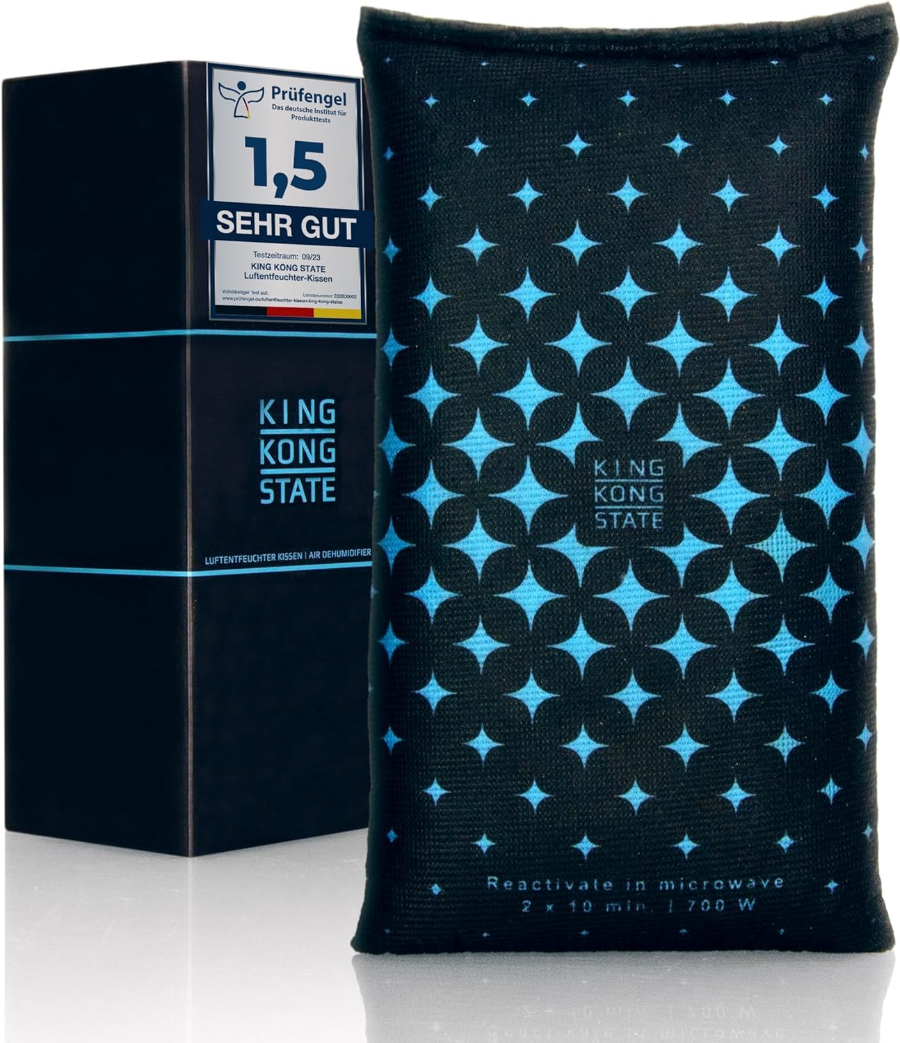 King Kong State Car Dehumidifier - Dehumidifier Cushion 1 kg for Fogged Car Windows - with Reusable Anti-Fog Filling and Non-Slip Pad, Dark Grey, Standard