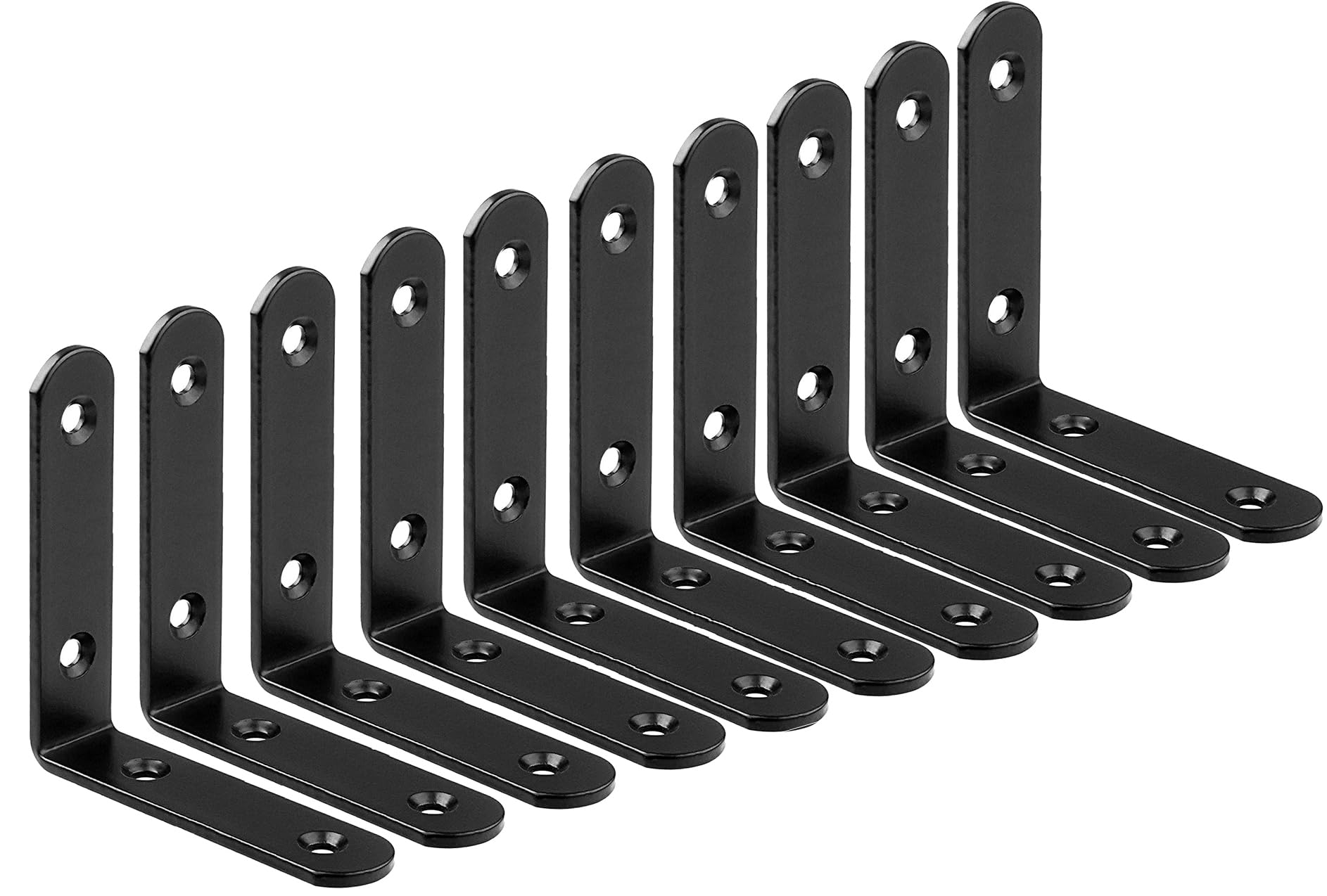 ZiYuya Corner Braces Metal L Bracket Heavy Duty Joint Right Angle Shelf Support Corner Braces Wall Bracket for Shelves Wood Furniture Cabinet (Black, 10 Pack, 65mm x 65mm)