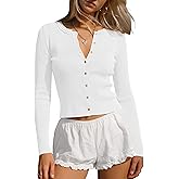 Darong Women's Long Sleeve Ribbed Knit Slim Fit Top Button Down Lightweight Cardigan Going Out Shirts Spring Clothes 2026