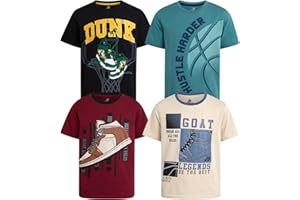 Pro Athlete Boys T Shirts - 4 Pack Performance Athletic Shirts for Boys - Crewneck Short Sleeve Basketball Shirt (Size: 5-16)