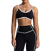 Aoxjox Women's Color Block Workout Sports Bras Fitness Lexi Lined Strappy Bra Athletic Yoga Crop Tank