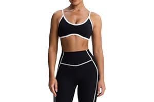 Aoxjox Women's Color Block Workout Sports Bras Fitness Lexi Lined Strappy Bra Athletic Yoga Crop Tank