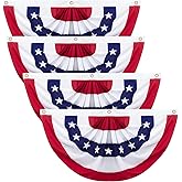 3x6 Ft 4th of July Decoration, Patriotic Pleated Fan Flag for Independence Day, American Half Fan Bunting flag Banner for Memorial Day Indoor Outdoor Window Fence balcony Porch Decor(4PCS)