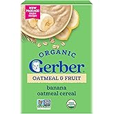 Gerber Organic Oatmeal Banana Toddler Cereal, 8 Oz, 5 Pack | Organic toddler cereal; oatmeal banana; whole grains; 5 x 8 oz