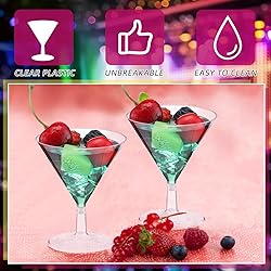 Yinkin 50 Pcs 2 oz Plastic Martini Glasses