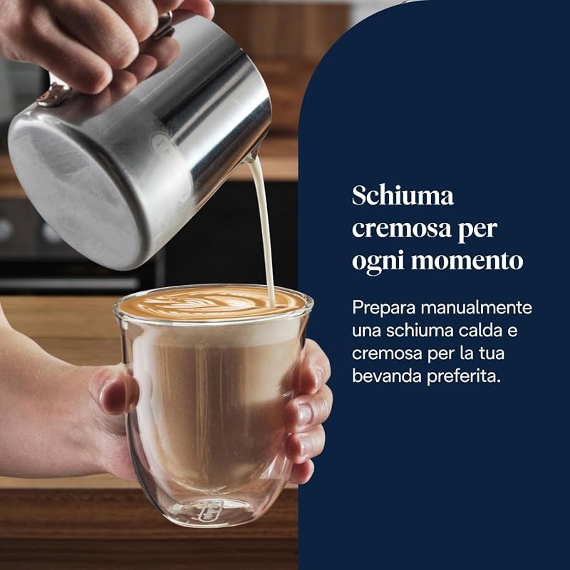 LA SPECIALISTA ARTE EC9155.W Macchina da caffè Manuale, 3 Ricette Preimpostate, Controllo Attivo della Temperatura, 8 Livelli di Macinazione, Lancia MyLatte Art, incluso KIT BARISTA, Bianco