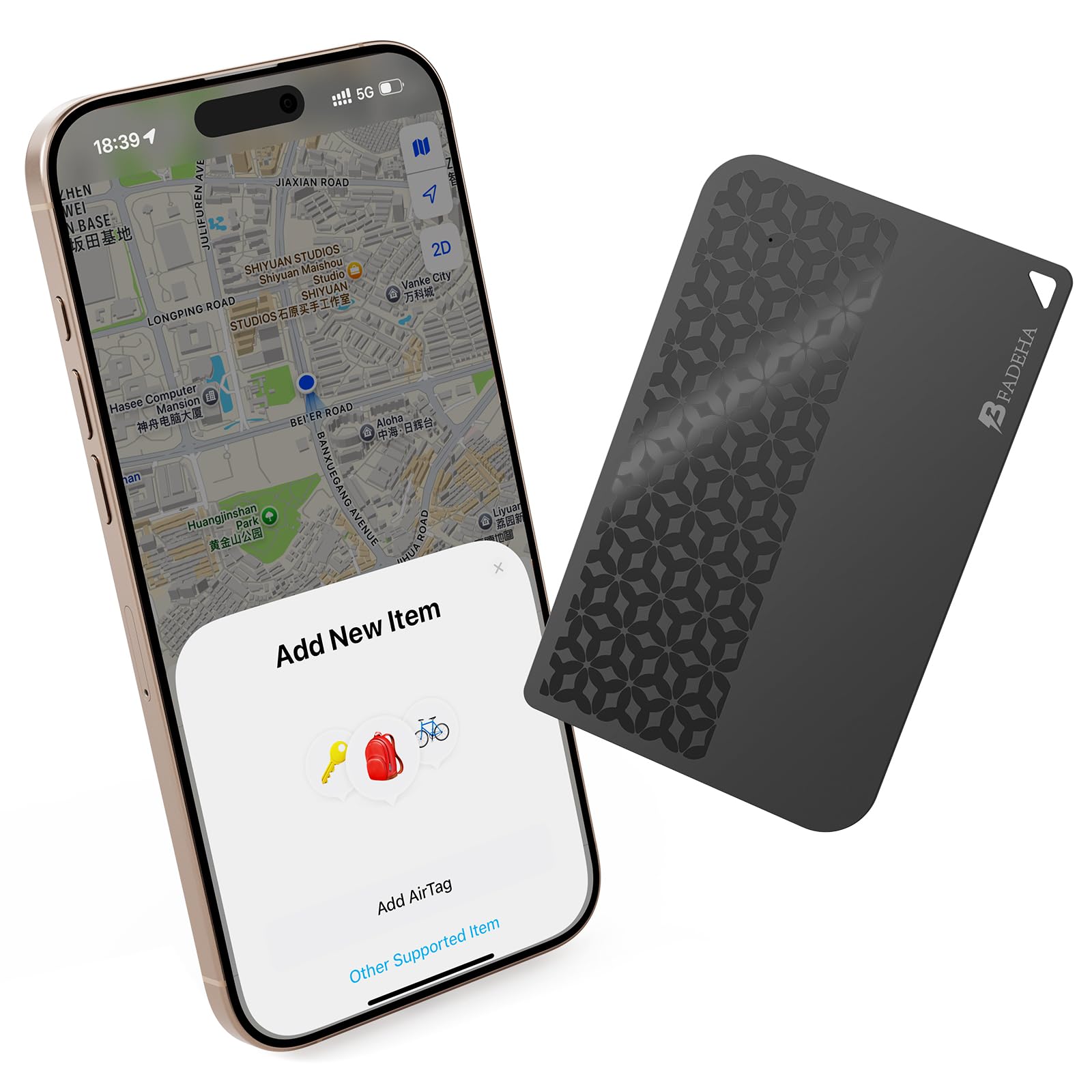 Photo 1 of BFADEHA 2025 [Apple MFi Certified] (iOS Only) Bluetooth Tracker Smart Finder for Apple Find My iPhone Card Wallet GPS Tracker, 5-10 Years Battery, Keys Finder and Item Locator for Keys, Bags, Passport