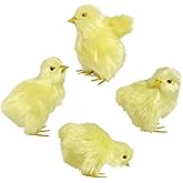 Realistic Plush Baby Chicks - Set of 4 Lifelike Yellow Chickens for Easter Decor, Spring Chickies Home Decor, Farmhouse Window Display, Rustic Country & Farm Fresh Vignettes