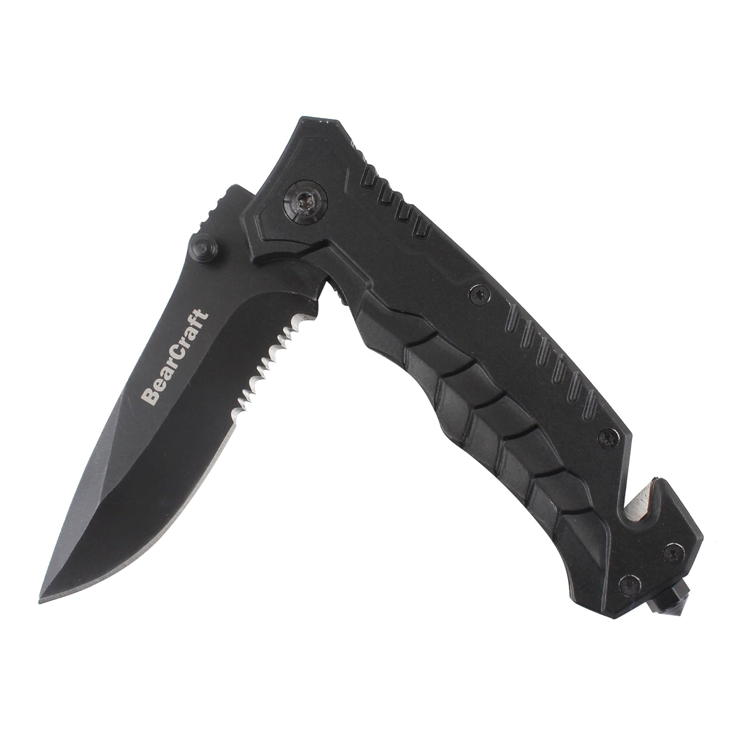 BearCraft Navaja Plegable Negra  Tipo Cuchillo de Supervivencia  acero inoxidable