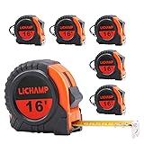 LICHAMP Tape Measure 16 ft, 6 Pack Bulk Easy Read