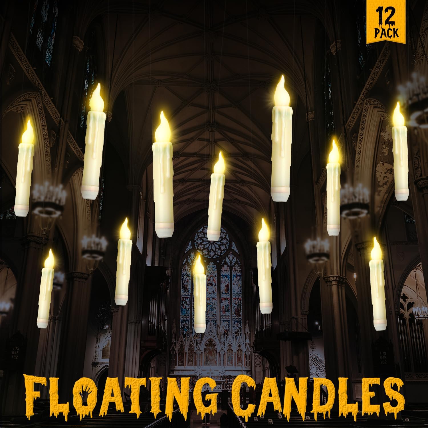 Candles & Holders - Halloween Decorations Floating Candles, 12 Pcs Flameless Candles Flickering Warm Light Floating LED Candle with Remote Control, for Home Church Party Table Wedding Indoor Outdoor Christmas Decor
