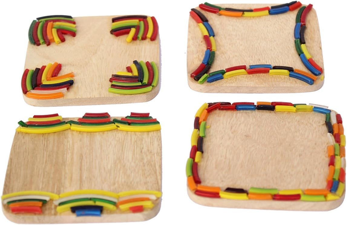 IVEI - Wooden Coasters - Choodi Art - Set of 4 - Handmade/Handcrafted/Elegant