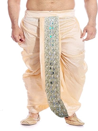 GN Cream Silk Dupion Dhoti for mens