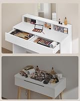 VASAGLE White Makeup Vanity Dressing Table with Large Mirror 2 Drawers 3 view 5