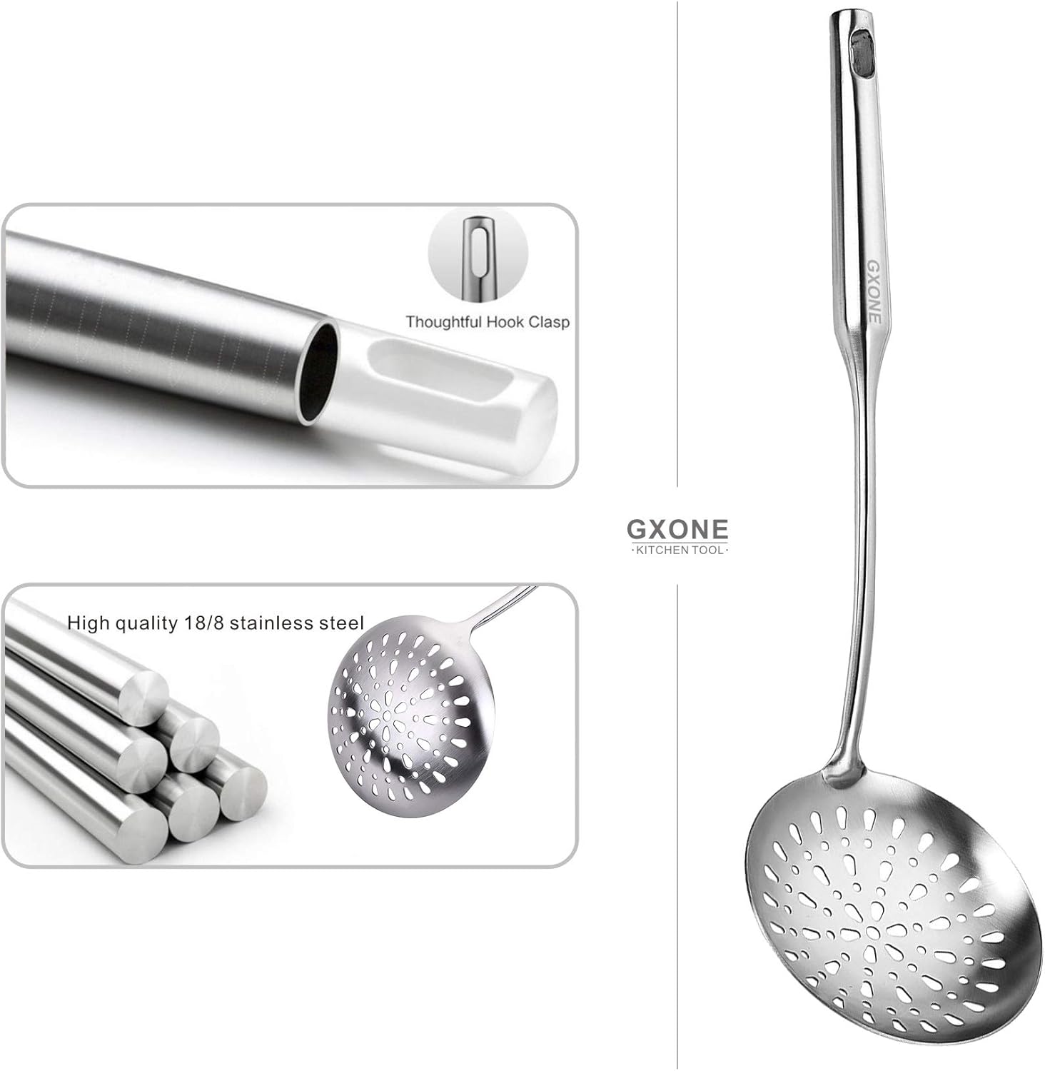 Cooking Spoon, 304 Stainless Steel Large Serving Spoons, Silver/12.6Inch: Kitchen & Dining