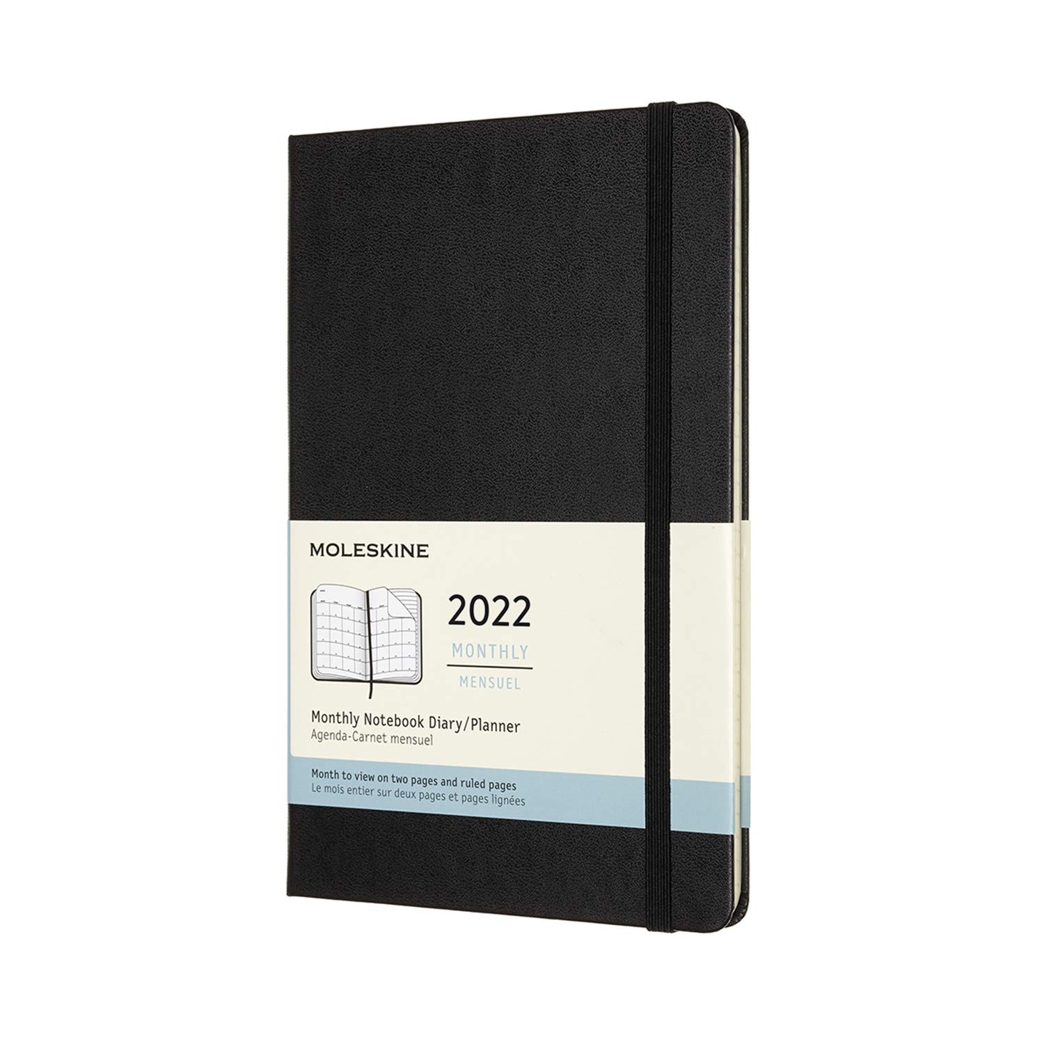 Moleskine Monthly Planner 2022, 12-Month Diary, Monthly Notebook with Hard Cover, Large Size 13 x 21 cm, Colour Black, 128 Pages
