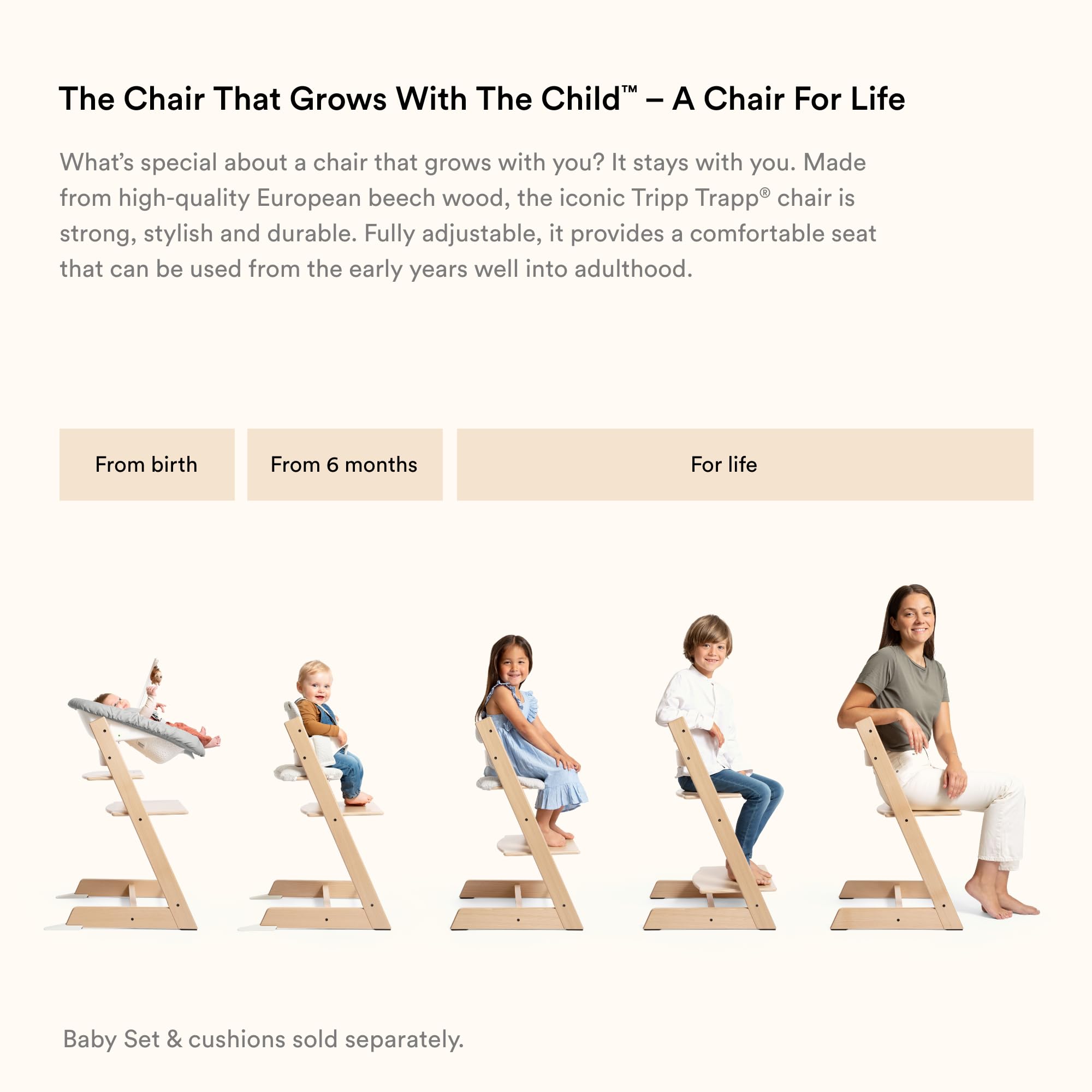 Stokke Tripp Trapp Newborn Set, Grey - Convert The Tripp Trapp Chair into Infant Seat for Newborns Up to 20 lbs - Cozy, Safe & Simple to Use - Compatible with Chairs After May 2003