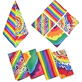 BASEMMAHER 4 Pieces Rainbow Bandana, LGBTQ Gay Pride Bandana Headband Hippie Bandana Square Tie Dye Cowboy Wraps Headwraps Unisex Scarf for Girls Women Man Pride Festivals Party Parades Daily Wear