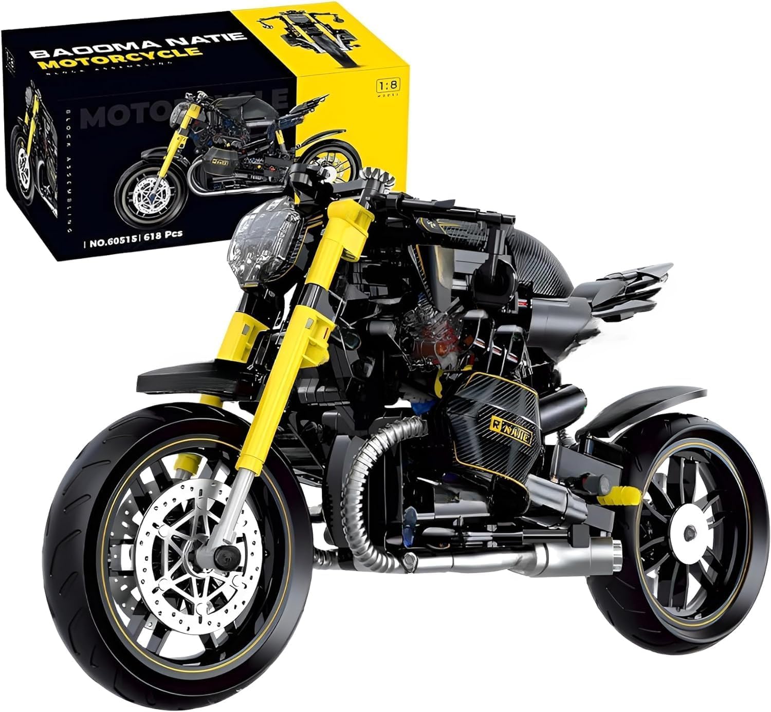 CIJINAY Technic Motorcycle Model Building Block Kit for BMW R nineT, 618 PCS Technic Motorbike Building Blocks Set, MOC Superbike Gift Toy for Kid Adult, Construction Vehicle Toy Building Brick