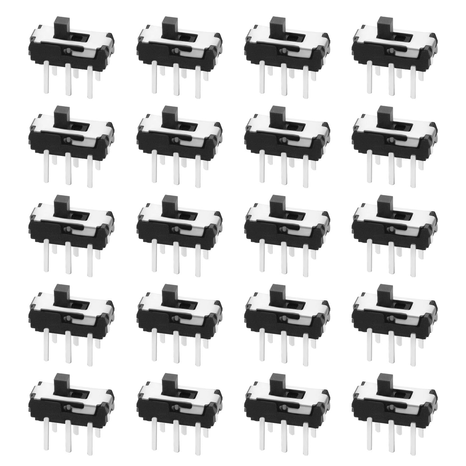 Be In Your Mind 100PCS Slide Switches 6 Pin DC50V 0.3A Micro Slide Switch for DIY Electronics Projects 8.5x9x3.3mm 2 Positions, DPDT Panel Slide Switch DIY Built-In Switch Set