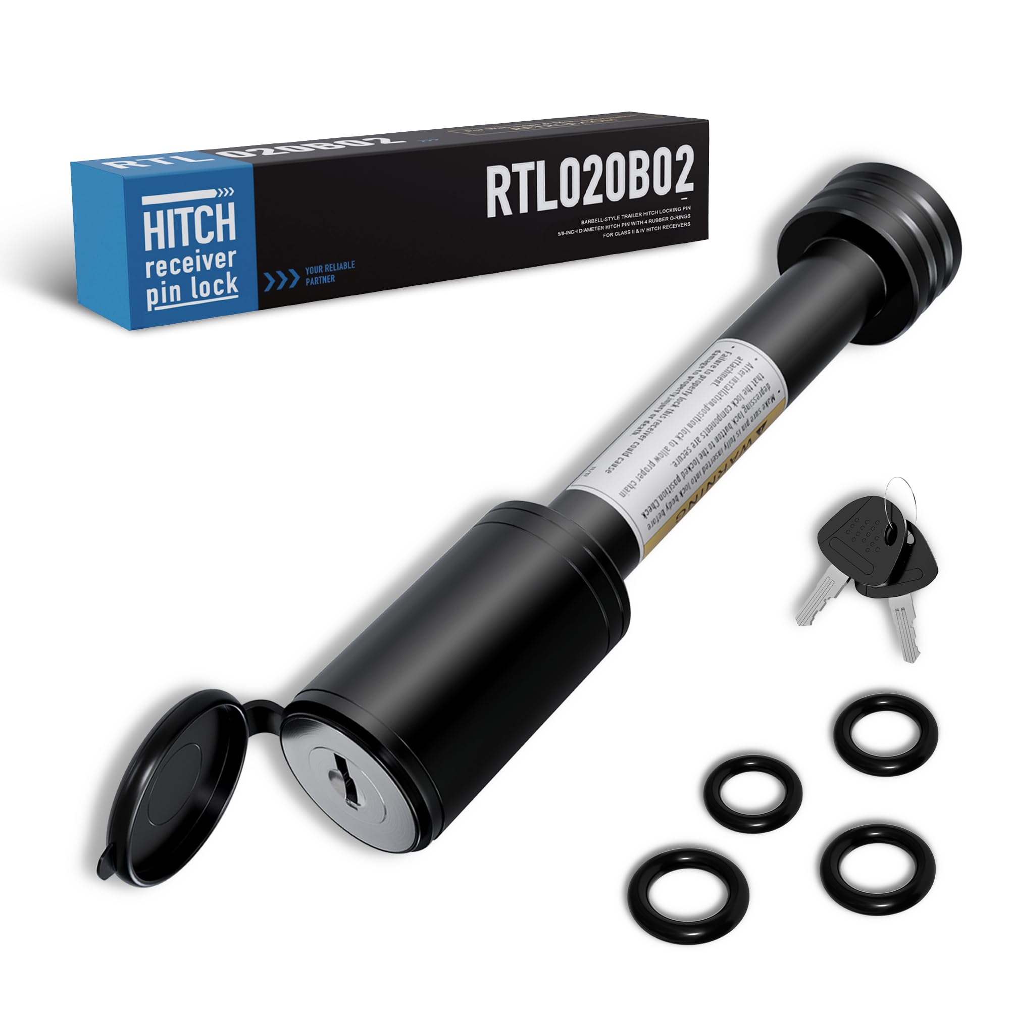 Photo 1 of RETRUE Trailer Hitch Receiver Pin Lock, Suitable for 2 Inch Receiver, 5/8" Dia Hitch Lock for Securely Locking Trailer Hitch with Two Keys, Black