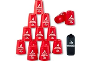 Aivalas Stacking Cups, Quick Stack Cups Game with 12 PCS Stacking Cups & Durable Carry Bag, Classic Stacking Games for Kids Adults Family(Red)