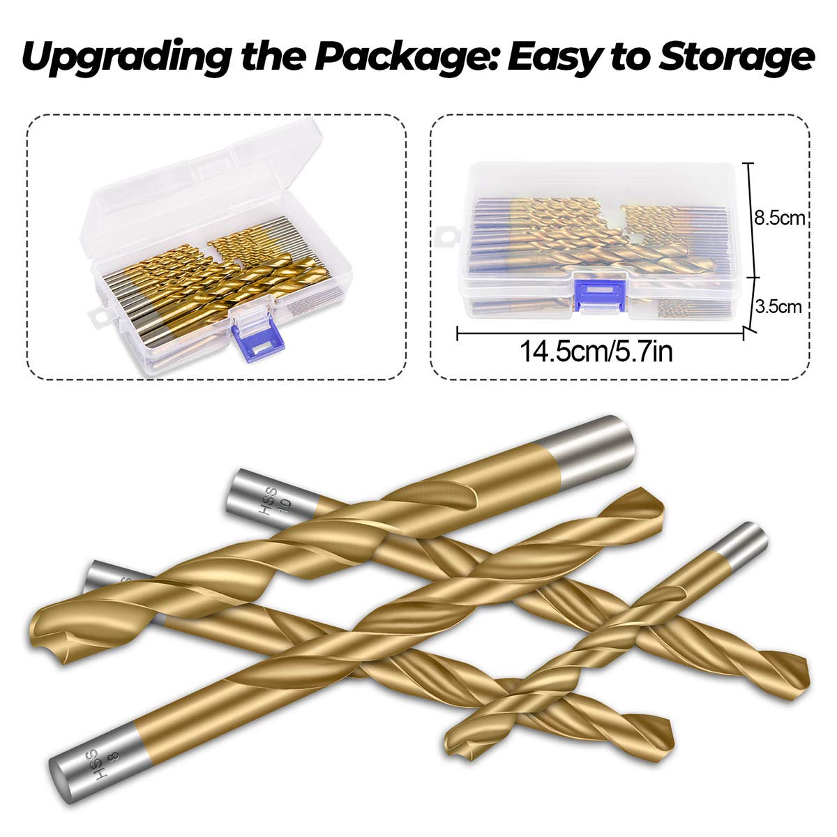 CYLBAQ 99pcs Drill Bit Sets, 1.5-10mm Titanium Coated HSS Drill Bits for Drilling Wood Plastic, Aluminum - Image 5
