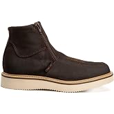 King Welt Country Flex Genuine Leather Dual Zipper Work Short Boot Soft Toe Pin Stripe Wedge Sole