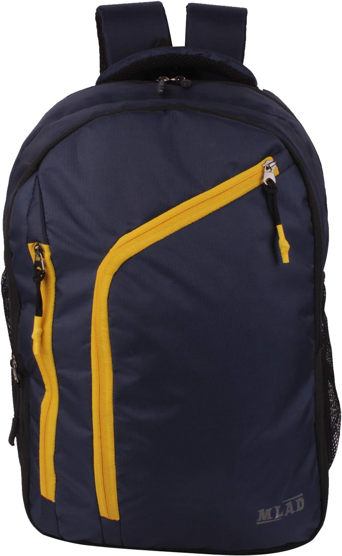 30 L Navy Blue and Yellow Polyester Casual Waterproof Backpack with 15 inch Laptop Compartment and Rain Cover
