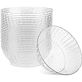 PLASTICPRO 30 Pack Crystal Like Clear Disposable Plastic Plates Dinner Dishes 10 ounce Bowls for Special Occasions Parties