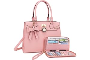 Qiyuer Women Handbags Set Top Handle Satchel Tote Shoulder Work Bag Ladies Purses With Matching Clutch Wallet 2PCS