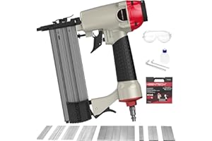 KEENTECH 2-in-1 Pneumatic Nail Gun Kit, 18 Gauge Air Nailer and Stapler, Aluminum Magazine, Depth Adjustable, with Carrying Case, Safety Glasses, 2600pcs Nails（KT-5040C）