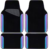 CAR PASS Chameleon Iridescent Reflective PU Leather&Waterproof Universal Carpet car Floor mats,Fit for 95% Suvs,Sedans,Vans,Trucks&Car Mat for Women(Reflective Color Change)