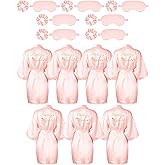 Neer 21 Pcs Women Birthday Party Robe Set Queen Squad Kimono Satin Bathrobes with Eye Mask and Scrunchie for Birthday