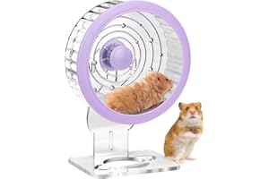 ANTIAI Silent Hamster Wheel Quiet Spinner Small Animals Running Exercise Wheels Accessories with Height Adjustable Stand for Syrian Dwarf Hamsters, Gerbils,Mice,Rats and Other Small Pets,Purple,M