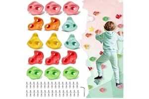 SREHRLY 15 PCS Rock Climbing Holds for Kids, Climbing Rock Wall Grips, Adult Rock Wall Climbing Kit, Extra Large Climbing Holds for Play Set with Hardware for Indoor and Outdoor (Pastel Color