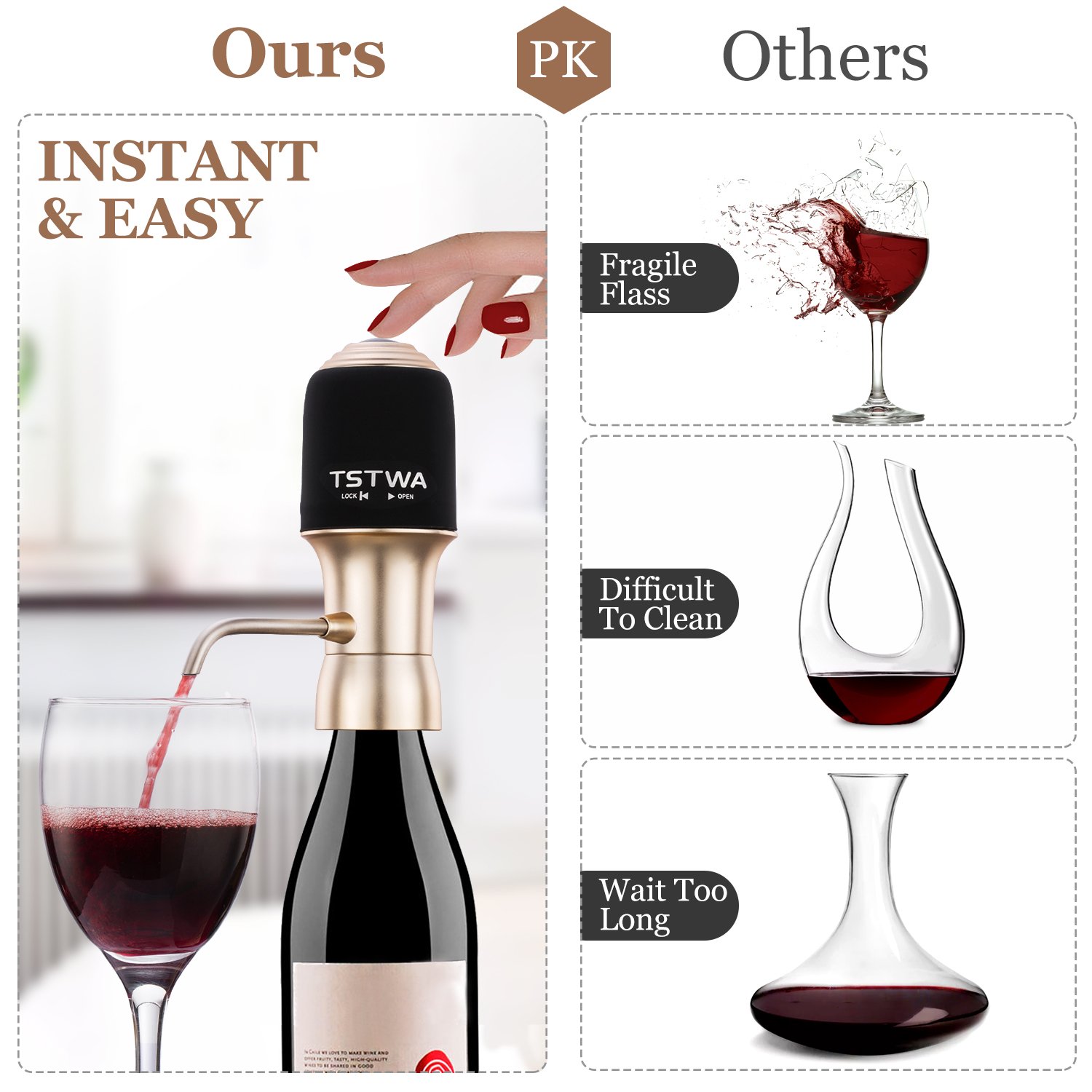 Electric Wine Aerator Decanter Dispenser Instant Luxury One Touch