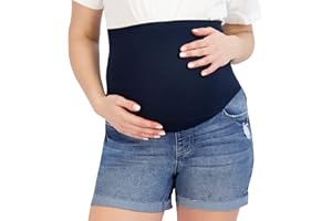 Savi Parker Women's Maternity Shorts Roll Cuff - Mom to Be Comfy Activewear - Pregnancy Clothes for Women, BCI Certified